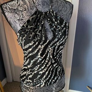 Y2K Black and White Asymmetrical Halter Top